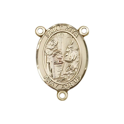 St. Zita Engravable Rosary Centerpiece in Gold, 3/4-inch, Bliss Manufacturing