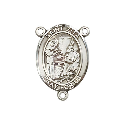 St. Zita Engravable Rosary Centerpiece in Silver, 3/4-inch, Bliss Manufacturing