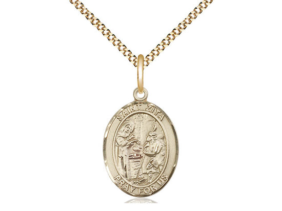 Bliss St Zita Gold-filled Oval Medal Necklace