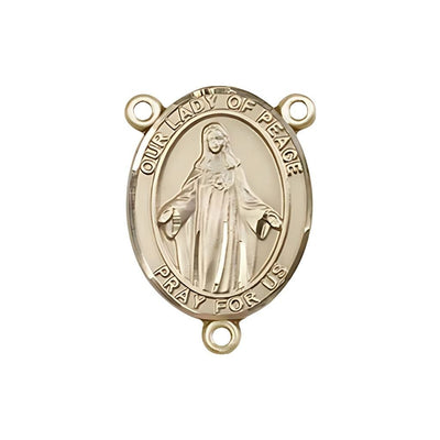 Our Lady of Peace Engravable Gold Center Rosary Part, Bliss Manufacturing