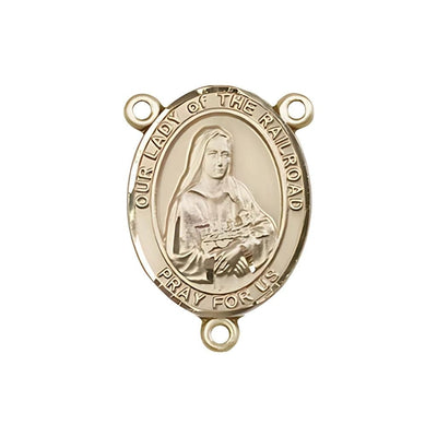 Gold Our Lady of the Railroad Engravable Center Rosary Part, Bliss Manufacturing