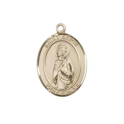 Medium Saint Alice 14kt Gold Oval Medal Pendant comes with Deluxe Gift Box | Bliss Manufacturing