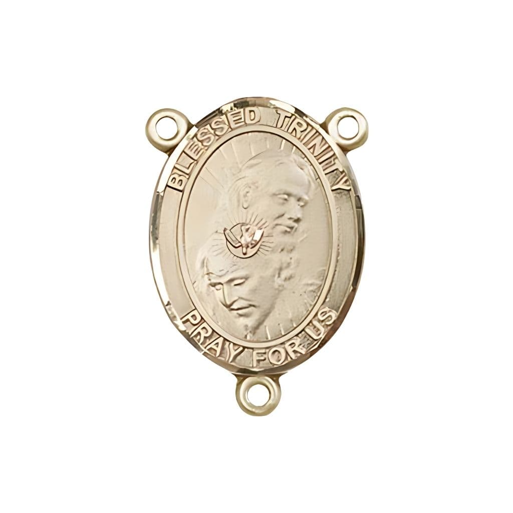 Bliss Blessed Trinity Engravable Rosary Centerpiece in Gold, 3/4-inch,