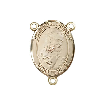 Blessed Trinity Engravable Rosary Centerpiece in Gold, 3/4-inch, Bliss Manufacturing