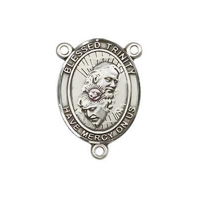 Blessed Trinity Engravable Rosary Centerpiece in Silver, 3/4-inch, Bliss Manufacturing