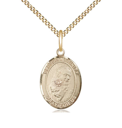 Blessed Trinity Gold-filled Oval Engravable Medium Medal with Plated Chain Necklace, Bliss Manufacturing