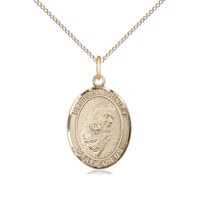 Blessed Trinity Gold-filled Oval Engravable Medium Medal with Gold-filled Chain Necklace, Bliss Manufacturing