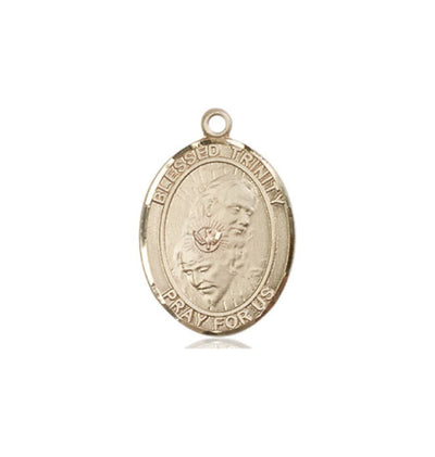 Blessed Trinity 14kt Gold Oval Medium Medal, Bliss Manufacturing