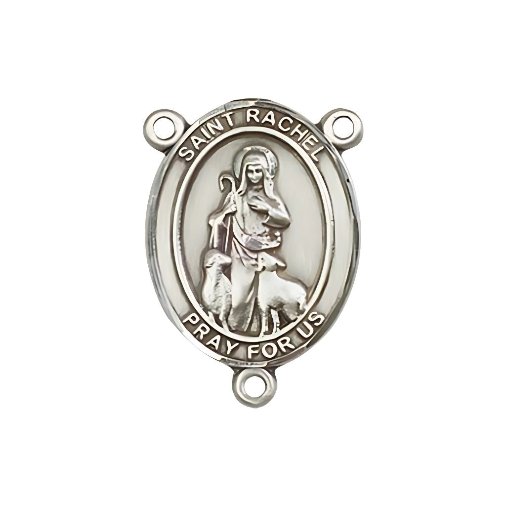 Bliss St. Rachel Engravable Silver Rosary Centerpiece, Measures 3/4-inch tall by 1/2-inch wide