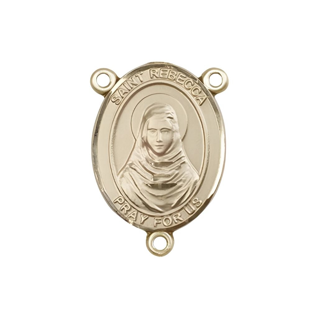 Bliss St. Rebecca Engravable Gold Rosary Centerpiece, Measures 3/4-inch tall by 1/2-inch wide