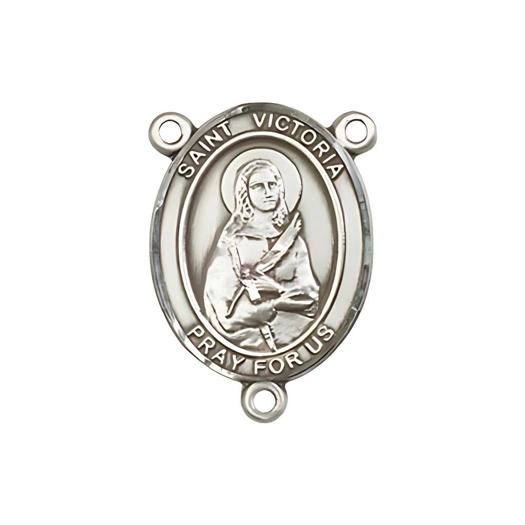 Bliss St. Victoria Engravable Rosary Centerpiece in Silver, 3/4-inch,