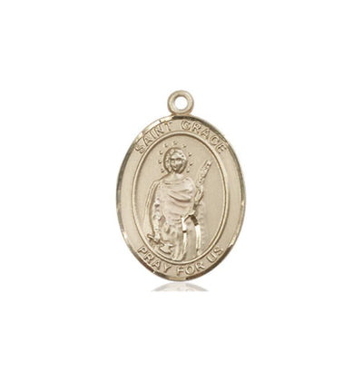 Medium St Grace 14kt Gold Oval Medal Only, Bliss Manufacturing