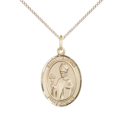 Medium Saint Austin 14kt Gold-filled Oval Medal Pendant with Gold-filled Curb Chain in Deluxe Gift Box | Bliss Manufacturing