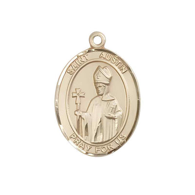 Medium Saint Austin 14kt Gold Oval Medal Pendant comes in Deluxe Gift Box | Bliss Manufacturing