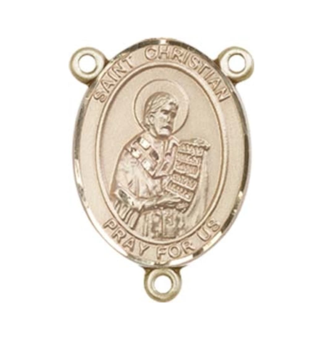 Bliss St Christian Demosthenes Engravable Gold Center Rosary Part,