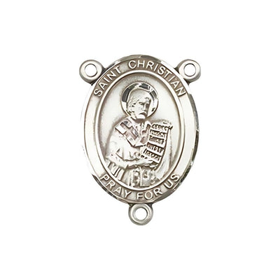 St Christian Demosthenes Engravable Center Rosary Part, pewter / sterling silver / gold-filled, Bliss Manufacturing