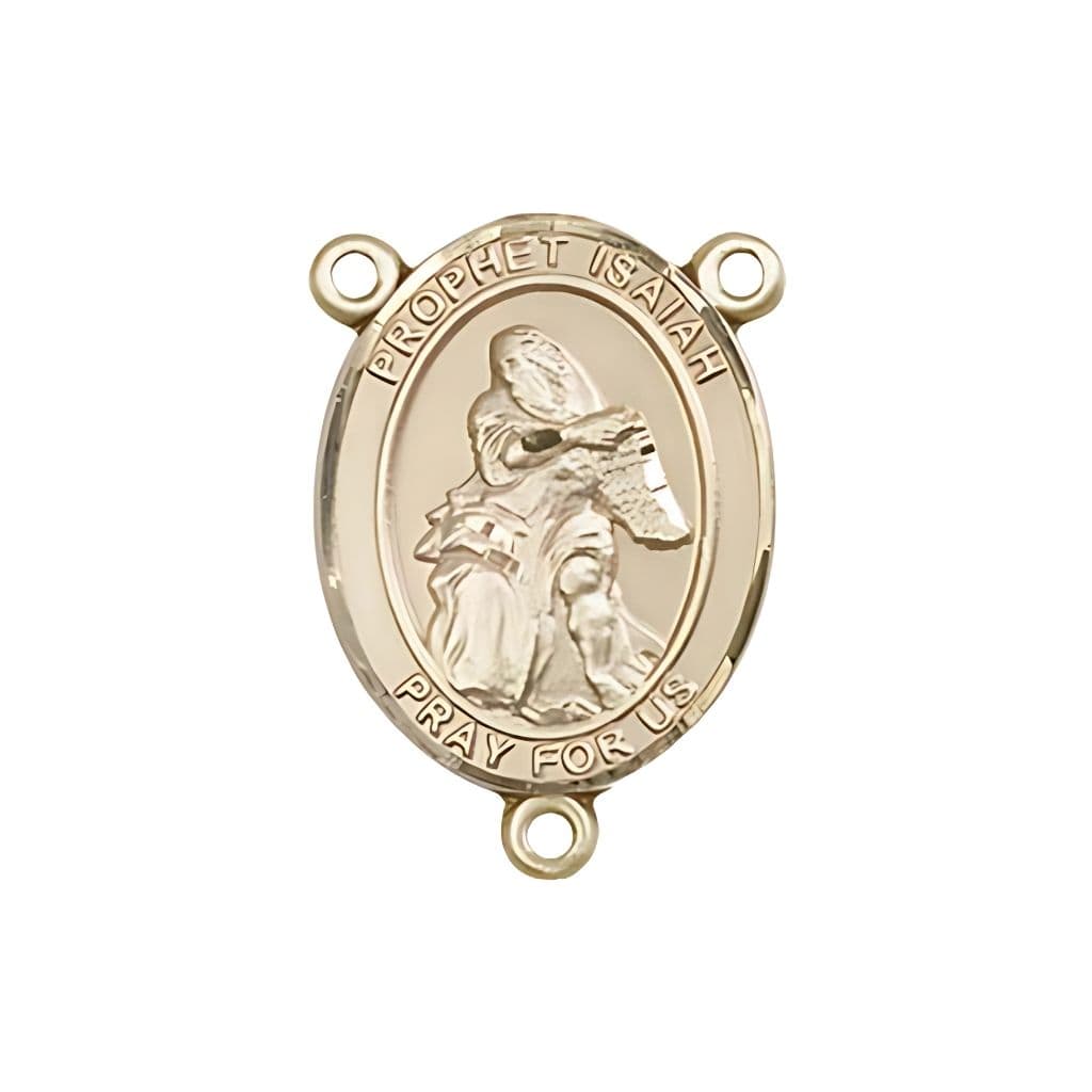 Bliss St. Prophet Isaiah Engravable Rosary Centerpiece in Gold, 3/4-inch,