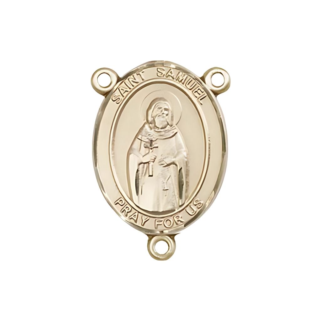 Bliss St. Samuel Engravable Gold Rosary Centerpiece, Measures 3/4-inch tall by 1/2-inch wide