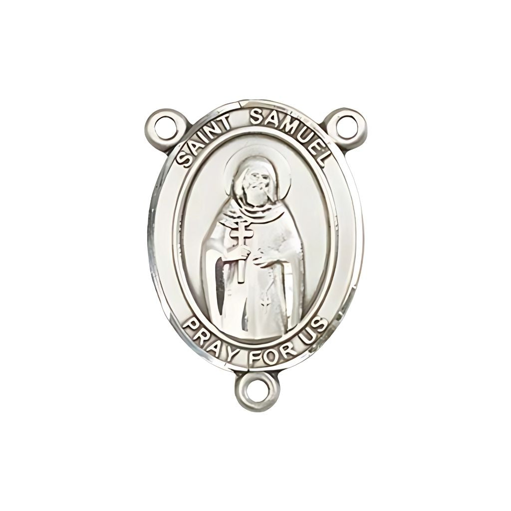 Bliss St. Samuel Engravable Silver Rosary Centerpiece, Measures 3/4-inch tall by 1/2-inch wide