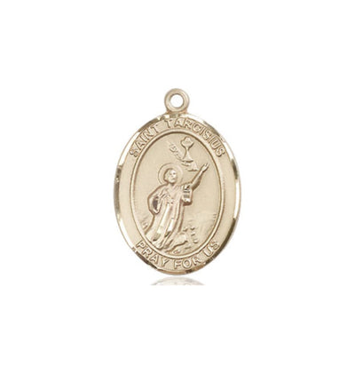 Medium St Tarcisius 14kt Gold Oval Medal, Bliss Manufacturing
