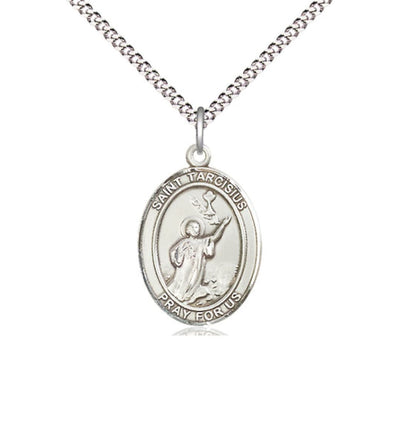 St Tarcisius Sterling Silver Oval Medium Medal Necklace with Plated Chain, Bliss Manufacturing