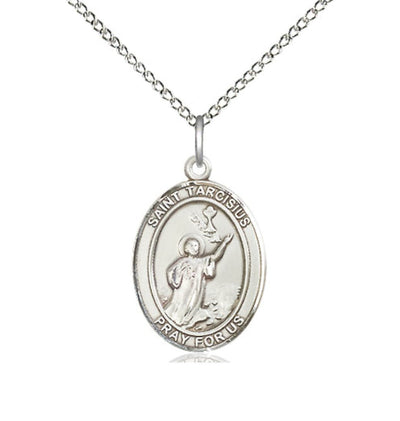 St Tarcisius Sterling Silver Oval Medium Medal Necklace with Sterling Silver Chain, Bliss Manufacturing