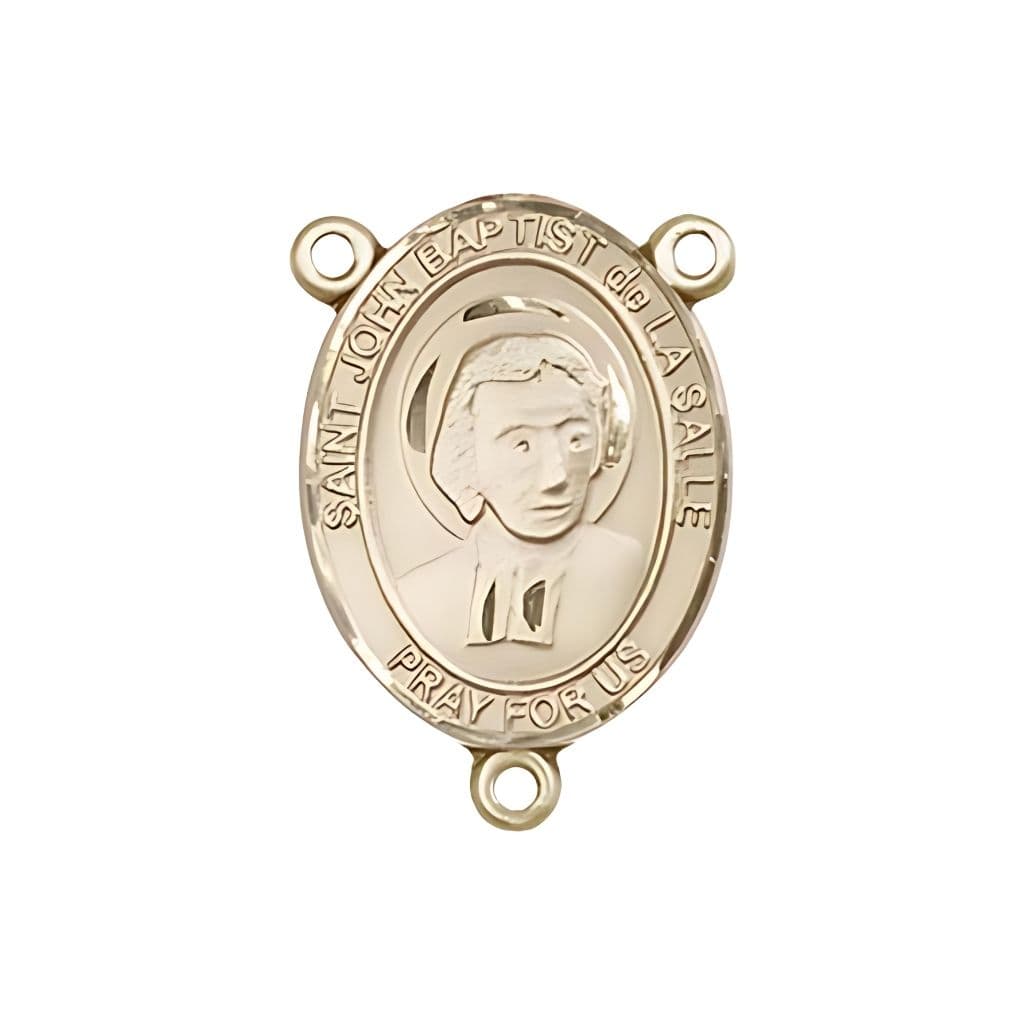 Bliss St. John Baptist de la Salle Engravable Rosary Centerpiece in 14kt Gold-filled,
