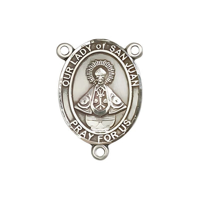 Our Lady of San Juan Engravable Center Rosary Part, pewter / sterling silver / gold-filled, Bliss Manufacturing