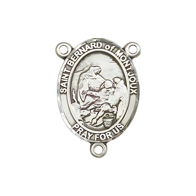 St Bernard of Montjoux Engravable Center Rosary Part, pewter / sterling silver / gold-filled, Bliss Manufacturing