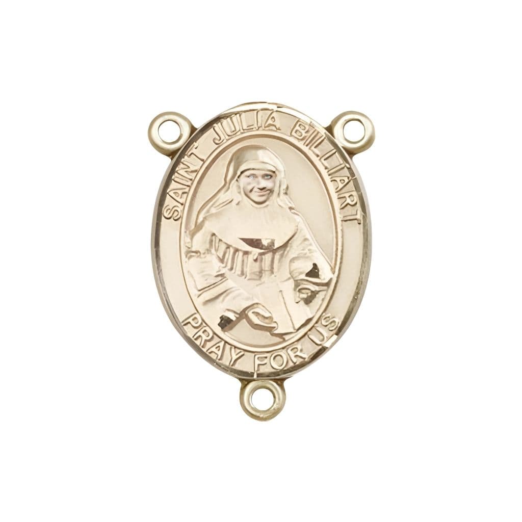 Bliss St. Julia Billiart Engravable Rosary Centerpiece in Gold, Made in USA,