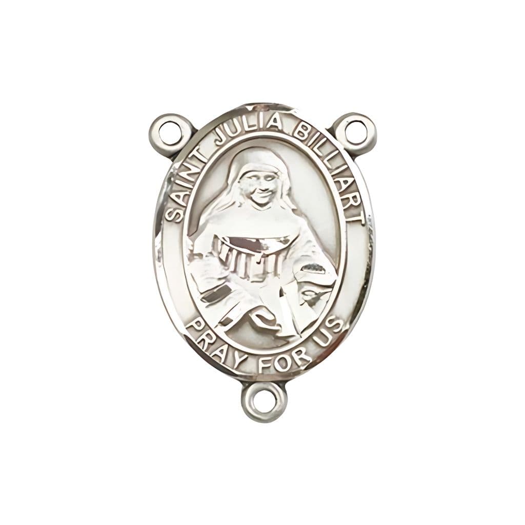 Bliss St. Julia Billiart Engravable Rosary Centerpiece in Silver, Made in USA,