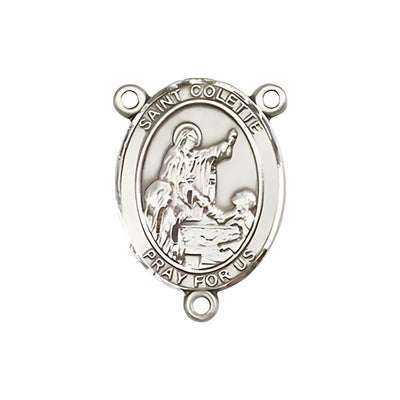 St Colette Engravable Center Rosary Part, 3/4-inch, pewter / sterling silver / gold-filled, Bliss Manufacturing