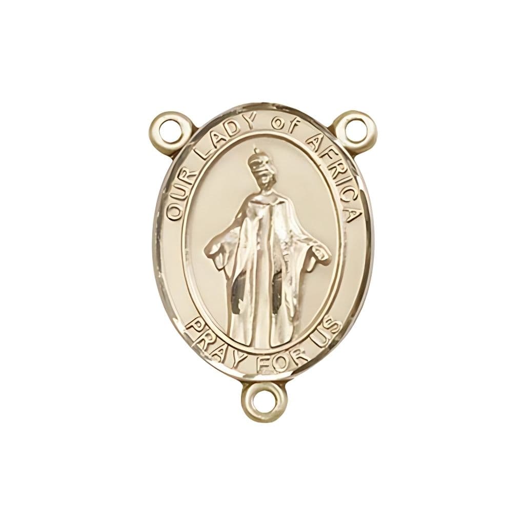 Bliss Our Lady of Africa Engravable Rosary Centerpiece  | USA in 14kt Gold,