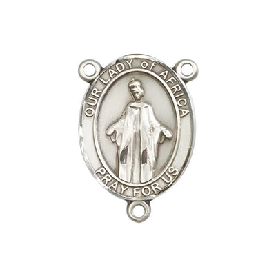 Our Lady of Africa Engravable Rosary Centerpiece, USA in Sterling Silver, Bliss Manufacturing