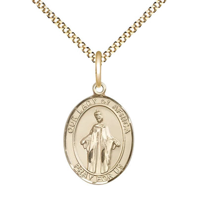 St. Our Lady of Africa Medal in 14kt gold-filled with curb chain in luxury gift box, Bliss Manufacturing