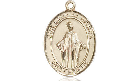 Our Lady of Africa Catholic Patron Saint Medium 14kt Gold Medal