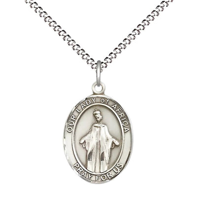St. Our Lady of Africa Medal in sterling silver with curb chain in luxury gift box, Bliss Manufacturing