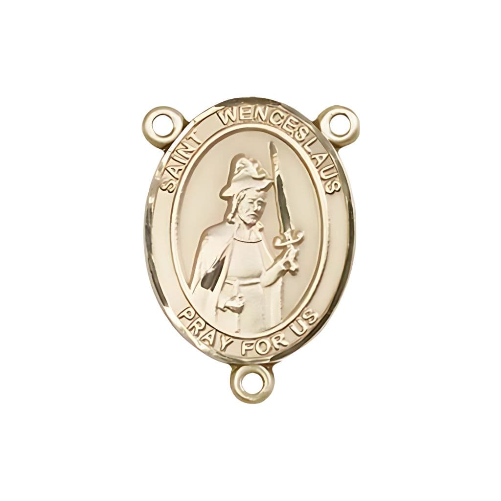 Bliss St. Wenceslaus Engravable Rosary Centerpiece in Gold, 3/4-inch,