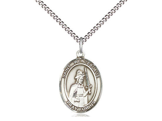 Bliss St Wenceslaus Pewter Oval Medal Necklace