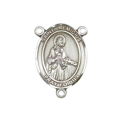 St. Remigius of Reims Engravable Silver Rosary Centerpiece, Measures 3/4-inch tall by 1/2-inch wide, Bliss Manufacturing