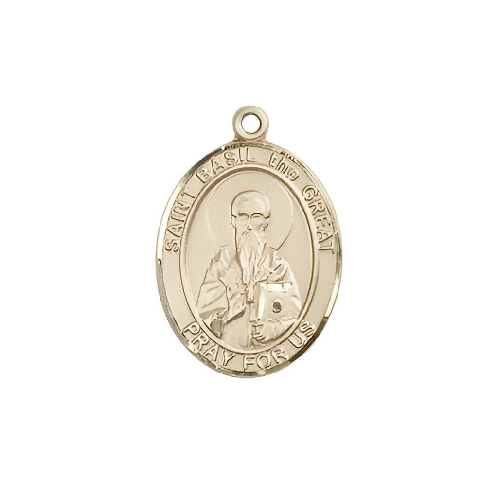St. Basil the Great 14kt Gold Oval Medal, 3/4-inch, Bliss USA,