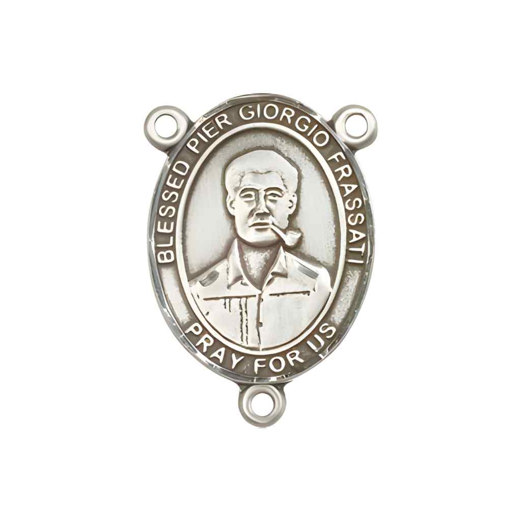 St. Pier Giorgio Frassati Engravable Rosary Sterling Silver Centerpiece