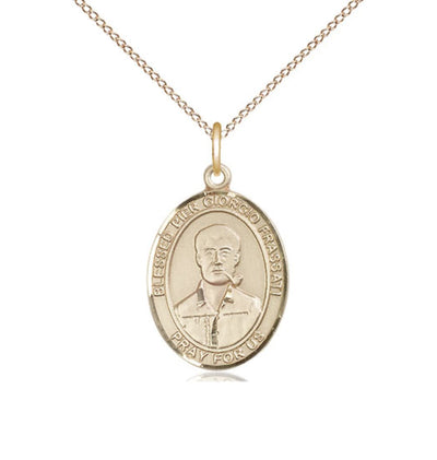 14kt Gold Filled Blessed Pier Giorgio Frassati Pendant on a Gold Filled Light Curb Chain, Bliss Manufacturing