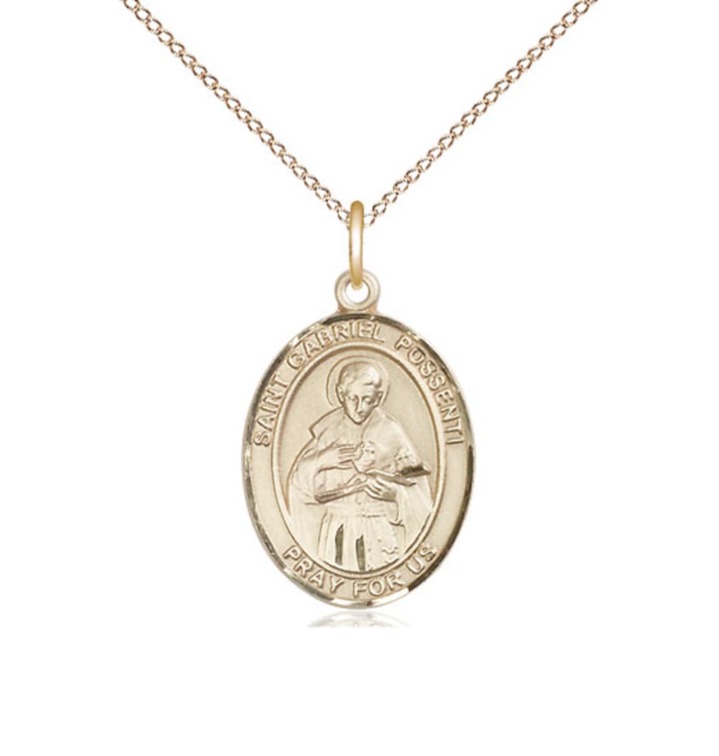 Bliss St Gabriel Possenti Gold-filled Oval Medium Medal Necklace w/18-in Gold-filled Chain,