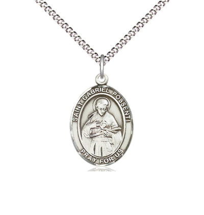 St Gabriel Possenti Pewter Oval Medium Medal Necklace with Plated Chain, Bliss Manufacturing