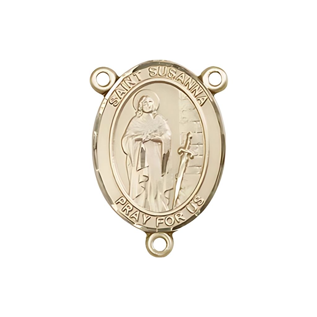 Bliss St. Susanna Engravable Gold Rosary Centerpiece, Measures 3/4-inch tall by 1/2-inch wide