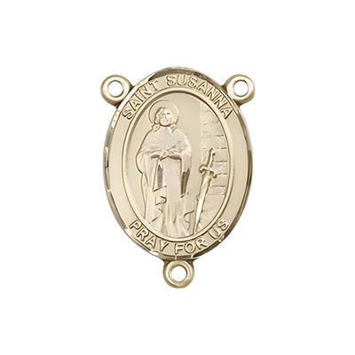 St. Susanna Engravable Gold Rosary Centerpiece, Measures 3/4-inch tall by 1/2-inch wide, Bliss Manufacturing