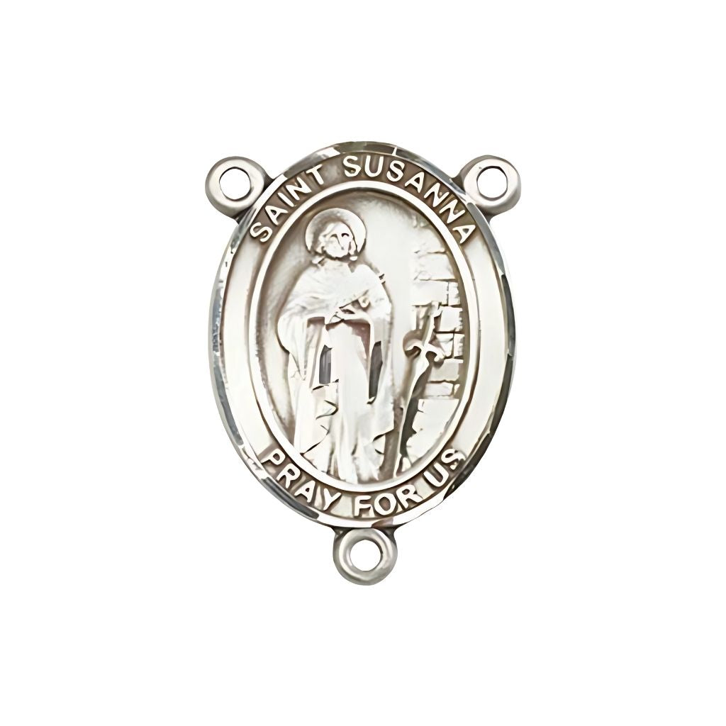 Bliss St. Susanna Engravable Siliver Rosary Centerpiece, Measures 3/4-inch tall by 1/2-inch wide