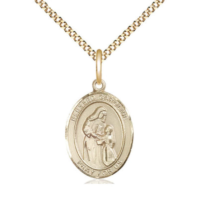 Blessed Caroline Gerhardinger Gold-filled Oval Engravable Medium Medal Necklace, Bliss Manufacturing