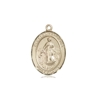Blessed Karolina Kozkowna 14kt Gold Oval Medium Medal, Bliss Manufacturing
